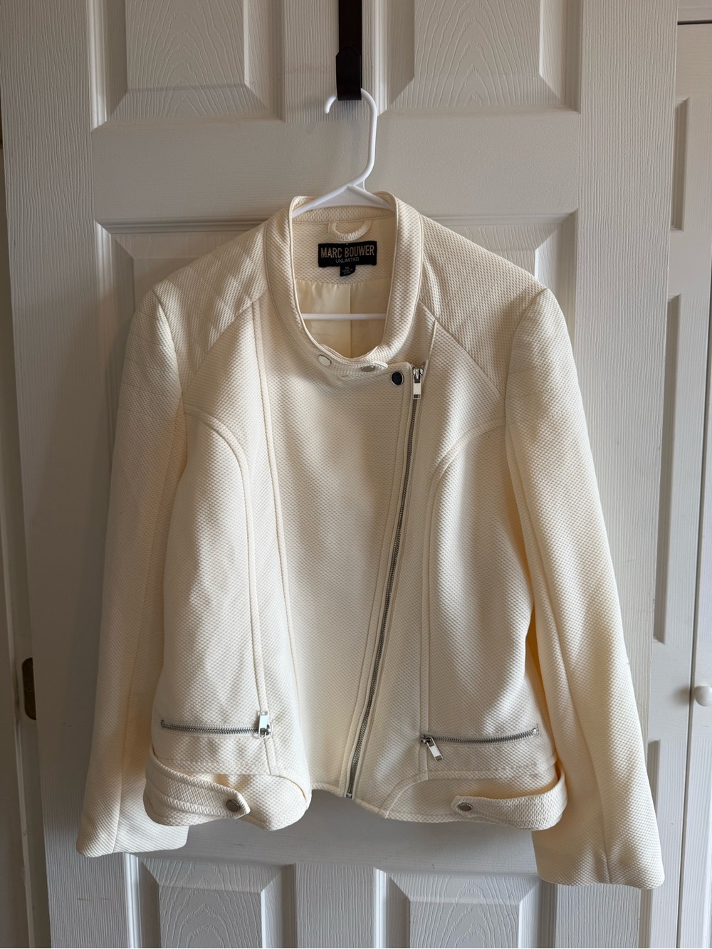 Marc Bouwer Off-White Textured Asymmetrical Zip Jacket